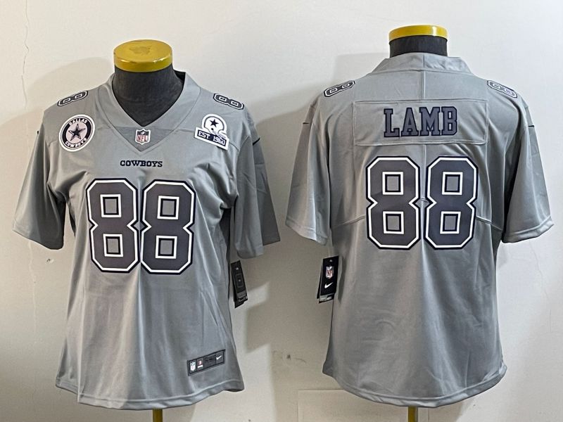 Women Dallas Cowboys 88 Lamb Grey 2024 Nike Vapor Limited NFL Jersey style 4